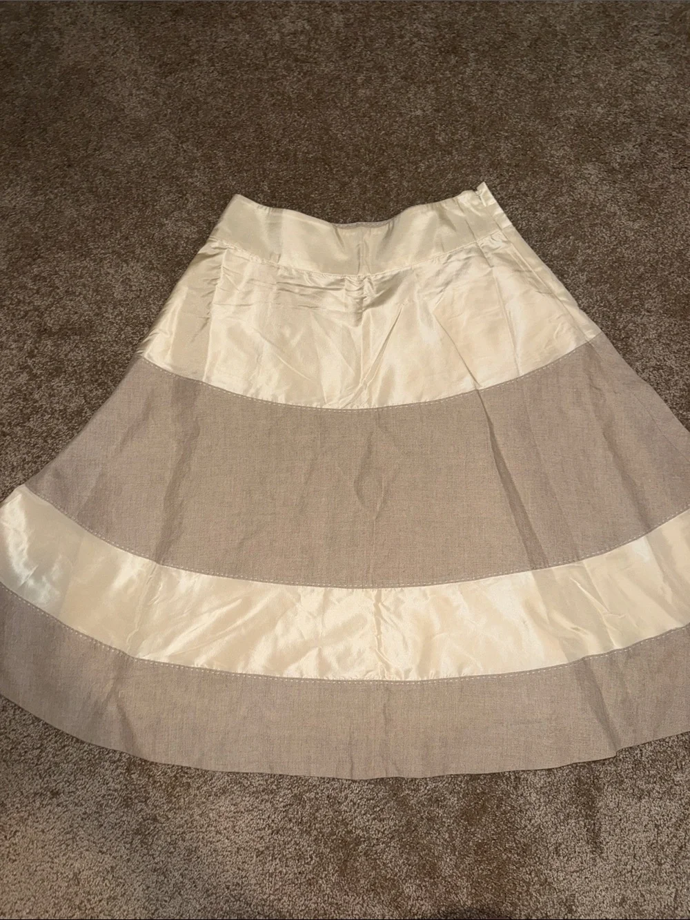 J. Crew Collection Cream and Taupe A-Line Stripe Skirt - size 4